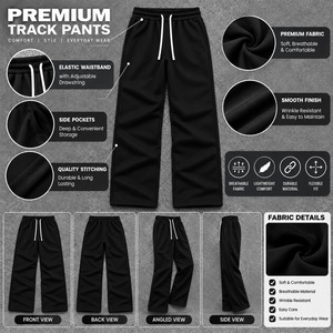 <span class=keywords><strong>Pantaloni</strong></span> Sportivi <span class=keywords><strong>Neri</strong></span> da <span class=keywords><strong>Donna</strong></span> OEM a Gamba Larga, Vestibilità Comoda, Lunghezza Intera, Casual con Coulisse - Product Image 5