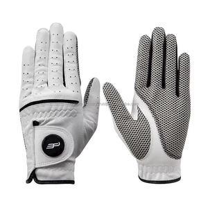 Gant de golf blanc pour main droite en cuir véritable antidérapant avec fermeture auto-agrippante, gant de sport unisexe - Product Image 6