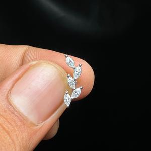 Botanical 14K Gold Lab Grown Diamond Leaf Ear Climber Marquise <b>Stud</b> Earrings For Conch <b>Helix</b> Cartilage Piercing Jewelry - Product Image 1