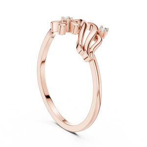 Bague élégante en or rose à motif floral ondulé pour femme, bijou de mode minimaliste pour promesse ou fiançailles, cadeau idéal - Product Image 3