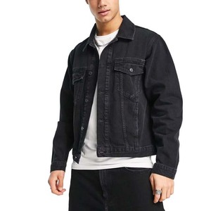 Veste en jean noire pour homme, patchwork, décontractée, respirante, en coton, col rabattu, coupe classique, simple boutonnage, manteau d'automne - Product Image 6