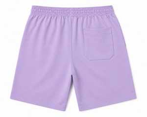 Shorts Bermuda pour Homme, Couleur Lavande Unie, Taille à Cordon, avec Poches, Respirant, Vêtement de Sport, Longueur Moyenne, Style Casual - Product Image 2