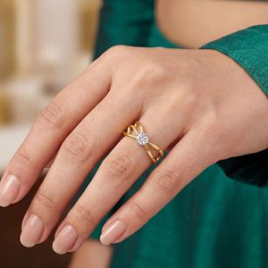 แหวนเพชรทรงอินฟินิตี้ครอสโอเวอร์ ดีไซน์โปร่งลายฉลุ ทองคำขาว 14K แหวนเพชรทรงเรขาคณิตทันสมัย - Product Image 2