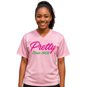 Camiseta AKA con cuello en V para mujer, camiseta de algodón con letras verdes y rosas, ropa griega informal de manga corta, Top cómodo de verano - Product Image 1