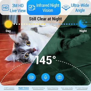 Comedero Automático para Gatos con Cámara 2K: Dispensador de Comida para Perros con WiFi 5G y Visión Nocturna, Dispensador de Comida para Gatos - Almacenamiento de Comida de Gran Capacidad de 7L - Product Image 3