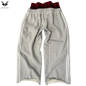 Pantalones Deportivos de Punto Recto con Rayas Curvas y Ligeras para Hombre, con Rayas Laterales, Tejido Transpirable de Lona, Cierre con Cordón, Estilo Urbano - Product Image 2