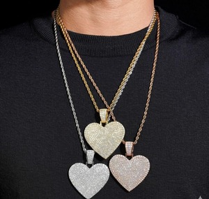 New Arrivals Trendy Heart Hip Hop Style 925 Sterling <b>Silver</b> Iced VVS Moissanite Hip Hop Brilliant Cut <b>Charm</b> Pendant - Product Image 1
