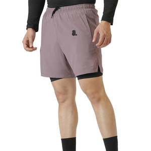 Pantalones Cortos Deportivos para Hombre, Rojos, de Secado Rápido, Cintura Media, Cierre con Cordón, Logotipo Frontal, Franja Lateral, Tela de Poliéster, Estilo Urbano - Product Image 1