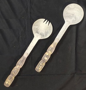 2026 Hot Selling Resin Salad Server Set Kitchenware Unique Swirl Resin Salad Spoon Set Elegant Style Resin Cutlery Tableware - Product Image 6