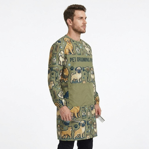 Tablier de toilettage pour hommes, personnalisable par sublimation, pour la beauté et le toilettage des chiens, blouse de coiffure à manches longues - Product Image 2