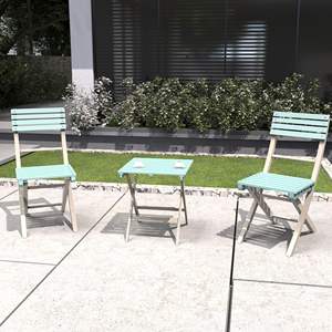 Ensemble de meubles de patio en bois d'acacia portable 3 pièces comprenant 2 chaises pliantes et une table basse carrée pour jardin et bistro - Product Image 2