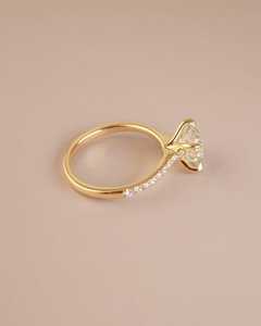 Anillo de Media Banda con Diamante Solitario de Corte Redondo de Lujo, 1.00CT, Cultivado en Laboratorio, con Oro Amarillo de 14K, Joyería Fina para Compromiso, Fiestas y Ocasiones Especiales - Product Image 5