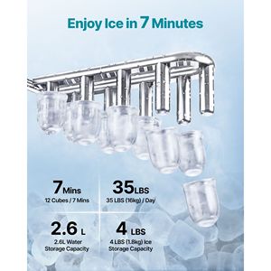 Dispenser d'Acqua da Banco 3-in-1 e Fabbricatore di Ghiaccio Rapido 35 LBS/24H 12 Cubetti/7 Min 4 LBS di Capacità per Ufficio e Hotel - Product Image 3