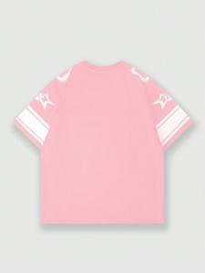 Maillot de sport surdimensionné en maille rose et blanc personnalisé par sublimation OEM, style streetwear, avec logo personnalisé, fabrication en usine - Product Image 4