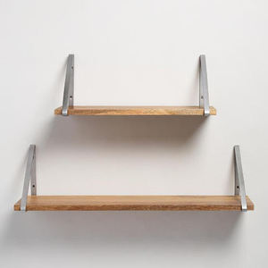 Rustic Wood <b>Wall</b> Shelf Single Tier Cast Iron Bracket Mounted Rectangle Storage Tray for Living Room - Product Image 5
