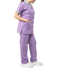 Tenue Médicale Unisexe : Blouse Col V et Pantalon Jogger à Manches Courtes en Spandex pour Infirmiers - Product Image 2