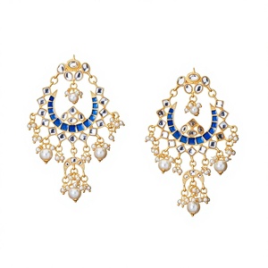 ต่างหูแฟชั่นชุบทอง 8676 สีฟ้า - Product Image 1