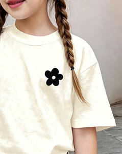Girls Casual Breathable Medium Stretch Polyester/Cotton High Quality ODM OEM Customizable Clothing Set Short Sleeve Crew Neck - Product Image 3