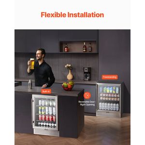 Refrigerador de bebidas de lata 154, puerta de vidrio ajustable, Control Digital de temperatura, Enfriador de bebidas de vino de Soda independiente incorporado - Product Image 5