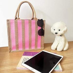 Bolsa de Yute con Estampado Geométrico de Excelente Calidad, Bolsa de Compras Elegante para Tiendas de Moda, Disponible a Precio de Fábrica - Product Image 3