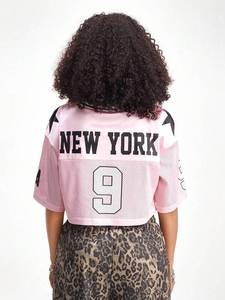 Camiseta de Fútbol Corta de Malla Rosa con Número 9 para Mujer, Ropa Urbana, Fabricante Mayorista de Marca Privada OEM - Product Image 6