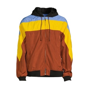 Personnalisé Patchwork Couleur Nylon Tissé Tissu Street Wear Course en Plein Air Sports Zip Up Color Block À Capuche Coupe-Vent Veste - Product Image 1