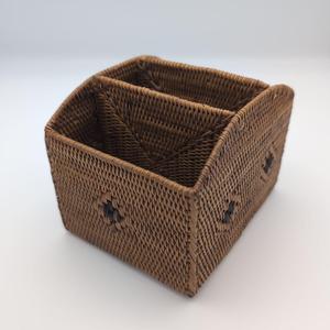 Panier porte-revues en rotin, panier divisé pour livres et dépliants, accessoires de bureau pour bureau - Product Image 3