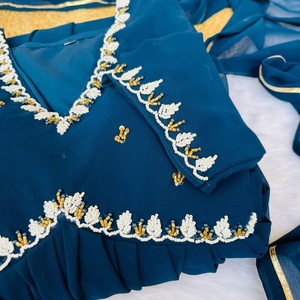 ATRACTIVO GEORGETTE MOTI TRABAJO A MANO ALIA CUT BOTTOM CON DUPATTA AZUL - Product Image 4