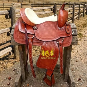 Selle de western de haute qualité, écologique, avec arceau en bois, en cuir véritable durable, confortable pour le cavalier et le cheval - Product Image 1