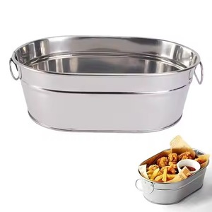 Stylish Metal <b>Ice</b> Beverage Tub Stainless Steel <b>Ice</b> <b>Cooler</b> Bucket Wine Beer Chiller Tub for Event Bar Serving - Product Image 1