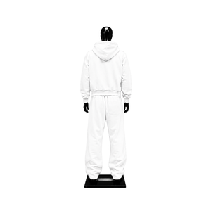 Ensemble de survêtement blanc pour homme avec logo brodé personnalisé, sweat à capuche zippé et pantalon de jogging, style streetwear oversize, vêtements de sport décontractés, vente en gros - Product Image 2