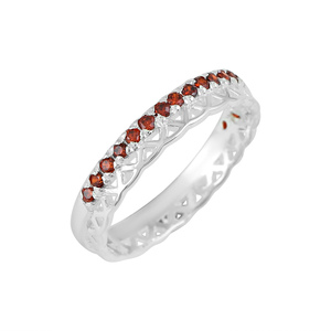 Anillo de Eternidad de Plata de Ley 925 al por Mayor con Gemas Auténticas de Zafiro Azul, Citrino, Amatista, Ónix Cromado y Granate - Product Image 4