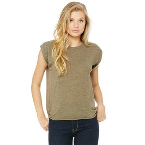 Heather Olive Bella Canvas t-shirt de muscle personnalisé pour femme, haut uni de couleur Olive - Product Image 3