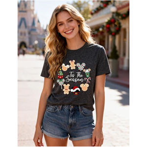 Camiseta de Manga Corta para Mujer con Estampado Gráfico Festivo Personalizado al por Mayor, Camiseta Casual Premium Color Carbón Melange - Product Image 4