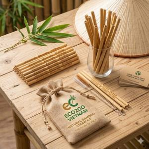Paquete Grande de Lujo de 10 Pajitas de Bambú en 3 Tamaños (Pequeño/Mediano/Jumbo), Cepillo de Limpieza, Biodegradables, Reutilizables, Eco2go Vietnam - Product Image 4