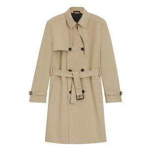 Manteau Trench Homme Tendance Automne Écologique Mi-Long Uni 100% Polyester Simple Boutonnage avec Boutons en Corne - Product Image 5