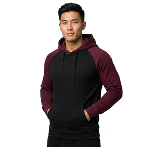 Sudadera con Capucha para Hombre, Corte Ajustado, Color Sólido, Manga Raglán, Tejido de Poliéster, Estilo Casual para Otoño, con Bolsillos - Product Image 2