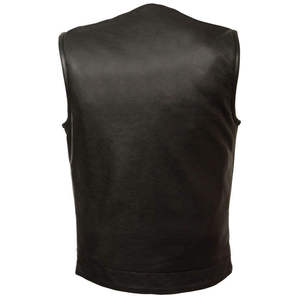 VIBE SEWN <b>Men's</b> Genuine Cowhide <b>Leather</b> Sleeveless <b>Vest</b> Zipper Closure Casual Motorcycle Biker Eco-Friendly Breathable Winter - Product Image 4