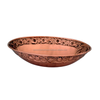 Lavabo rond moderne en cuivre martelé avec égouttoir poli pour la chambre à coucher et le salon