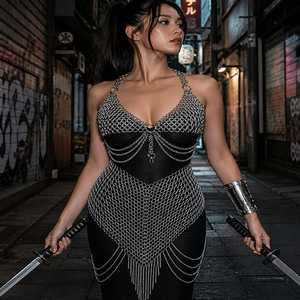 Conjunto de armadura de cadena Silver Siren – Traje de aluminio anodizado para Renfaire y Cosplay - Product Image 1