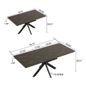 Set Tavolo da Pranzo Scalabile per 4-8 Persone con Sedie Imbottite Senza Braccioli con Schienale Curvo per Sala da Pranzo - Product Image 5