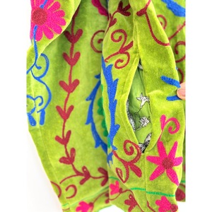 SHYAM EXPORT Veste courte en toile brodée à la main, style universitaire, motif floral vert, col mandarin, en coton pour l'automne - Product Image 3