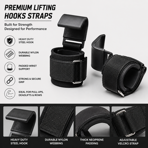 Custom Logo Heavy Duty <b>Weight</b> <b>Lifting</b> Hooks with Wrist Straps Gym Grip Powerlifting Deadlift Pull Up Training Hooks - Product Image 3