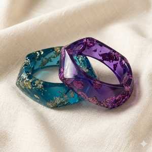 MN Exports Trendy Resin Islamic Round <b>Bangle</b> <b>Bracelets</b> Purple Blue with Foil Accents Unisex Fashion Jewelry Gift - Product Image 2
