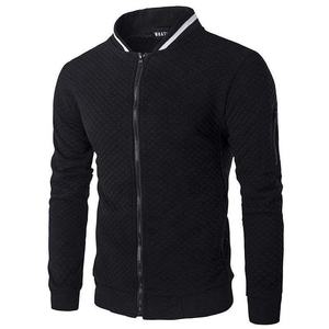 Chaqueta cárdigan acolchada de poliéster con cuello levantado y patrón de letras recubiertas de alta calidad con cremallera, manga larga, entrenamiento transpirable para hombres - Product Image 1