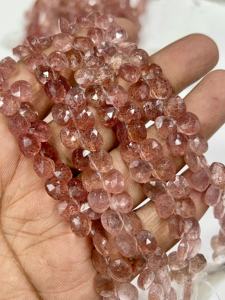 Perles facettées en forme de cœur en quartz rose naturel AAA, taille 6-7 mm environ. Fil de 8 pouces - Product Image 6