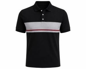 Chemise décontractée à manches courtes pour homme, unie, bleu marine, blanc, rouge, en tissu jersey respirant, polyester/coton, anti-plis - Product Image 5