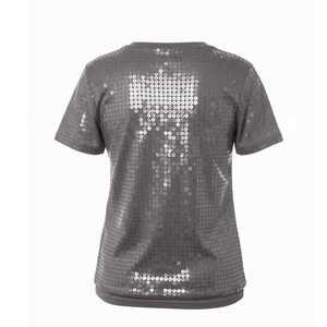 Jack and Jill Women’s Gray <b>Sequin</b> Greek Letter <b>Top</b> Short Sleeve Fashion Casual T-Shirt Custom Sorority - Product Image 2