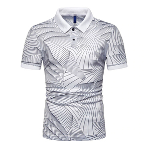 เสื้อโปโลผ้าโพลีเอสเตอร์ผสมคอตตอน แฟชั่นลำลองสำหรับผู้ชาย สีพื้น แขนสั้น - Product Image 5