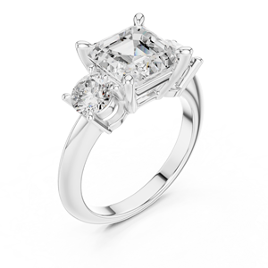 Anillo de Lujo de Oro Blanco Sólido de 14K con Diamante Cultivado en Laboratorio de Corte Asscher y Engaste de Puntas, Anillo de Compromiso Solitario, Joyería Certificada GRA - Product Image 4